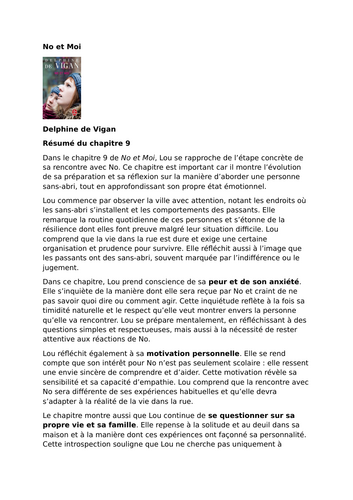No et Moi – Delphine de Vigan – Chapter 9 Summary & Analysis