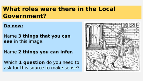 Elizabeth Lesson 9 – Local Government & Control of England