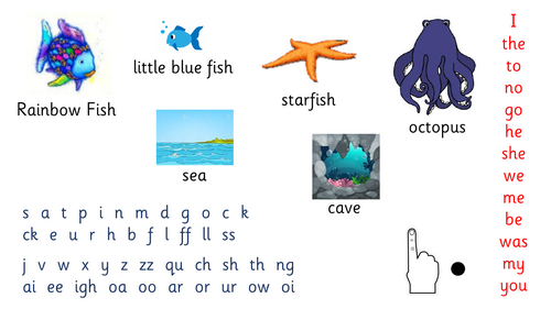 Rainbow Fish word and phonics mat