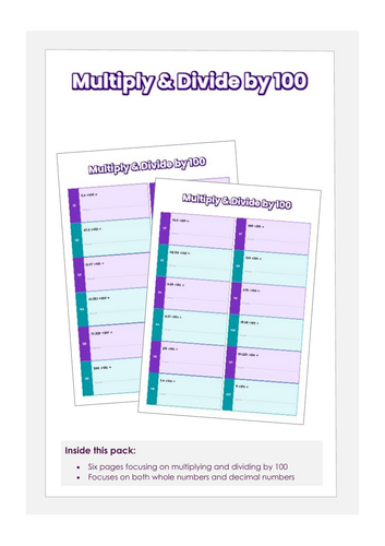 Multiplying and Dividing numbers by 100