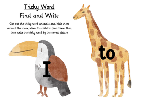 Phase 2 Tricky Words Find and Write