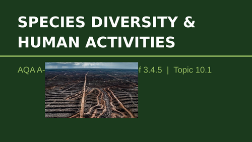 L3 SPECIES DIVERSITY &​  HUMAN ACTIVITIES (AQA A-level biology) 3.4.6