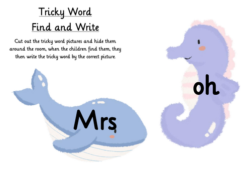 Phase 5 Tricky Words Find and Write
