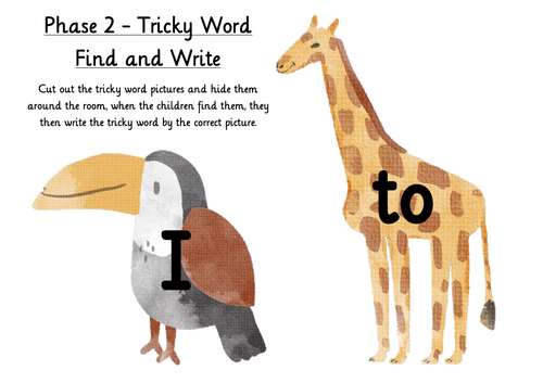 Tricky Word Phase 2 - 5 Find and Write