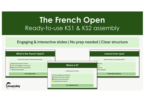 French Open Assembly | KS1 & KS2 | Ready-to-Use | No Prep