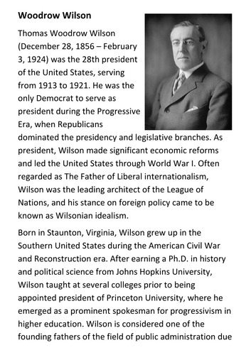 Woodrow Wilson Handout