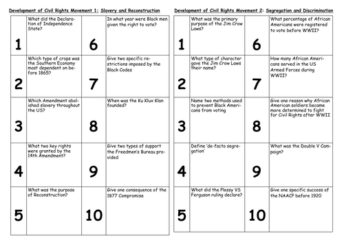 Revision Quizzes GCSE America: Conflict at Home and Abroad