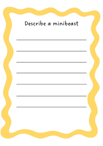Describe a minibeast- writing frame