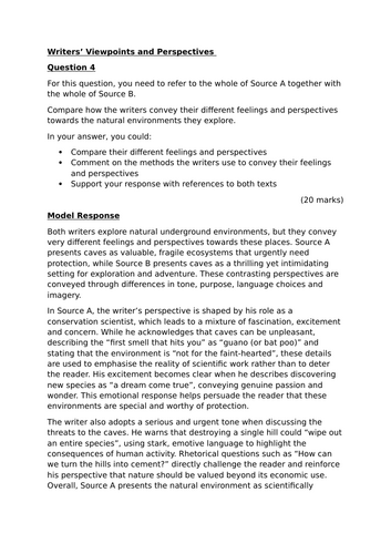 Language Paper 2 Q4 Model- Caves