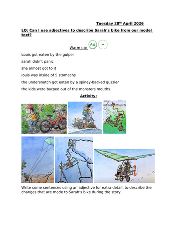 Bookwrites The Day Louis Got Eaten describing Sarah's bike