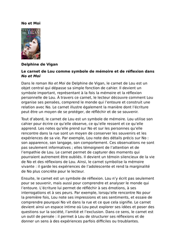 No et Moi – Delphine de Vigan – Lou’s Notebook