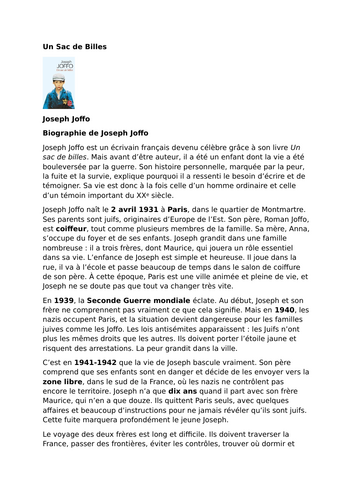 Un Sac de Billes – Joseph Joffo – Biography of Joseph Joffo