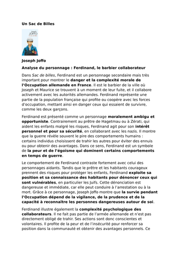 Un Sac de Billes – Joseph Joffo – Ferdinand the Collaborating Barber