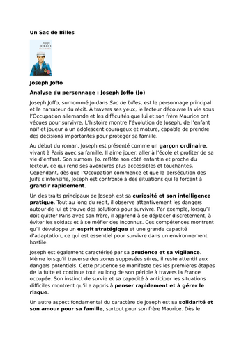 Un Sac de Billes – Joseph Joffo – Characters: Jo