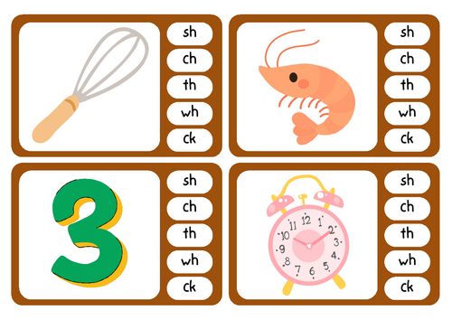 Clip & Learn: Consonant Digraphs Peg Activity (5 Pages)