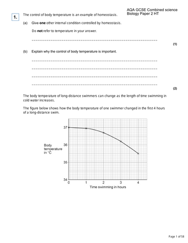 Paper 2 - AQA GCSE Combined Science - Biology HT (Combined) PREDICTION FOR 2026
