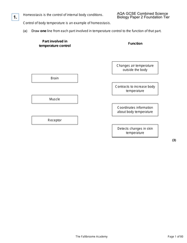 Paper 2 - AQA GCSE Combined Science - Biology FT (Combined) PREDICTION FOR 2026