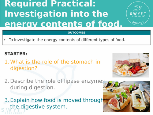 NEW WJEC (2026) GCSE Science - Required Practical: Energy contents in food