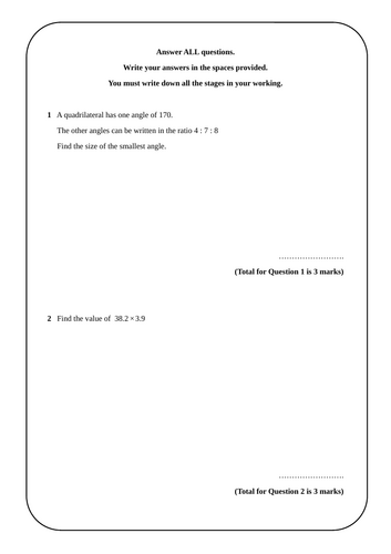 EDEXCEL Maths GCSE Predicted Paper 1 2026 (Three different papers)