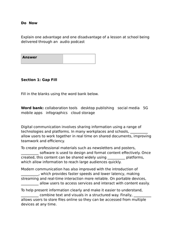 IT Level 1/Level 2 – J836 - Topic 5 Revision