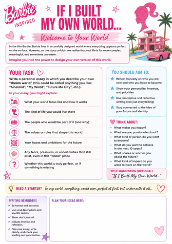 Personal Essay Writing Task: “If I Built My Own World” (Senior Cycle/6th Year)