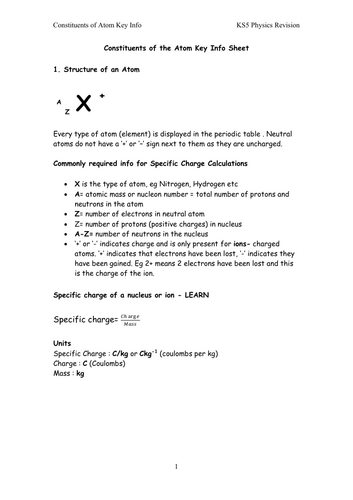 KS5 Physics Last Minute Revision Specific Charge