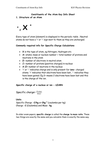 KS5 Physics Last Minute Revision Specific Charge