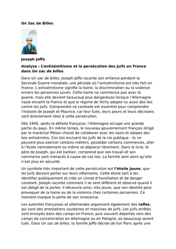 Un Sac de Billes – Joseph Joffo – Antisemitism and the Persecution of Jews