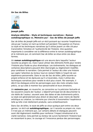 Un Sac de Billes – Joseph Joffo - Autobiography and Memoir