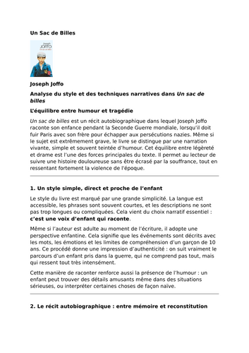 Un Sac de Billes – Joseph Joffo - The Balance Between Humour and Tragedy