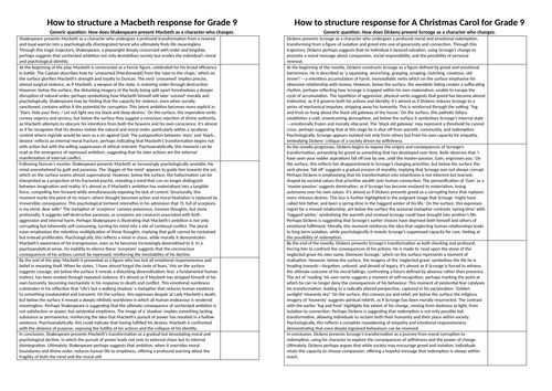 How to structure Macbeth and A Christmas Carol response for Grade 9