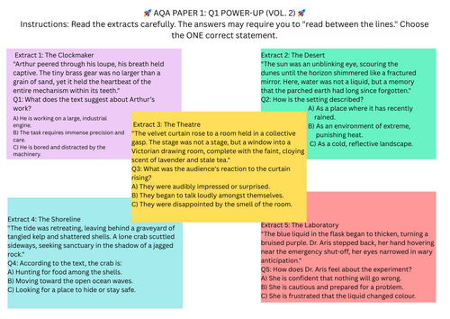 NEW AQA Paper 1 Question 1: Inference & Retrieval – Volume 2 (2026 Spec Ready)