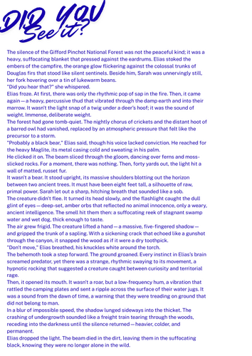 AQA English Language Paper 1 Practice Exam (2026 Spec): Bigfoot Wilderness Encounter