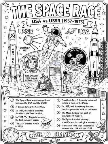 The Space Race coloring poster
