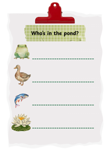 Who's in the pond? List writing