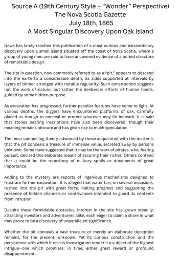 2026 AQA Paper 2 Practice: Oak Island Treasure (Original Teacher-Written Texts & Model Answers)