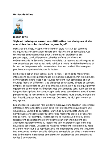 Un Sac de billes – Joseph Joffo – Dialogue and Anecdote
