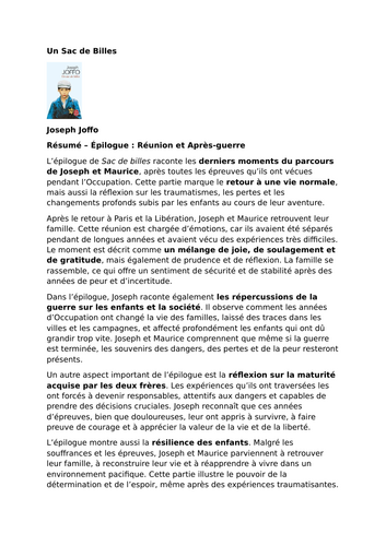 Un Sac de billes – Joseph Joffo – Epilogue Summary and Analysis