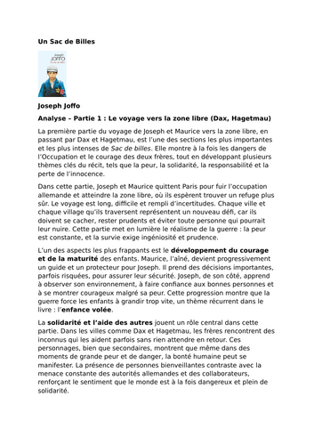 Un Sac de billes – Joseph Joffo – Part 1: Journey to the Free Zone