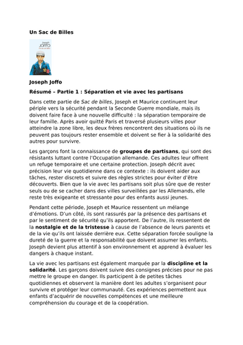 Un Sac de billes – Joseph Joffo – Part 1: Separation and Life with the Partisans