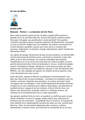 Un Sac de billes – Joseph Joffo – Part 1: The Decision to Flee Paris