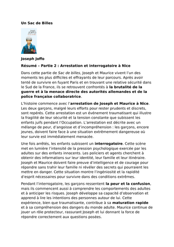 Un Sac de billes – Joseph Joffo – Part 2: Arrest and Interrogation in Nice