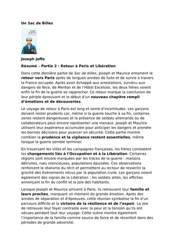 Un Sac de billes – Joseph Joffo – Part 2:  Return to Paris and Liberation