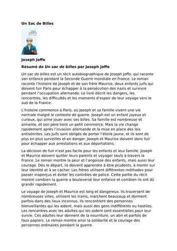 Un Sac de billes – Joseph Joffo – Complete Novel Summary