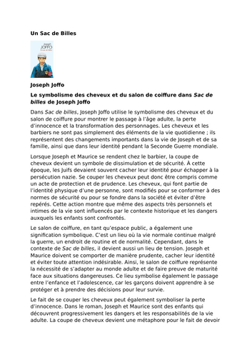 Un Sac de billes – Joseph Joffo – Symbolism: Hair and the Barbershop