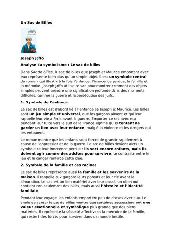 Un Sac de billes – Joseph Joffo – Symbolism: The Bag of Marbles