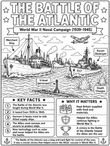 The Battle of the Atlantic coloring poster