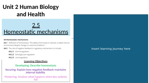 AAQ Health and Social Care Unit 2 Human Biology and Health 2.5 Homeostatic mechanisms