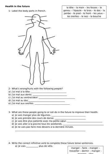 Health in the future - French worksheet