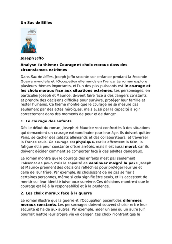 Un Sac de Billes – Joseph Joffo – Courage and Moral Choices